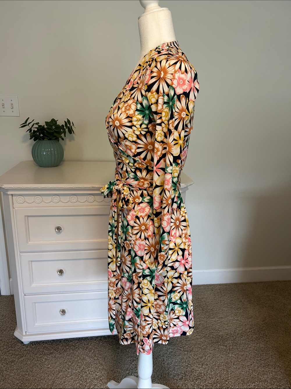 Banana Republic Factory Floral Wrap Dress in Pink, Yellow & Green - Picture 2 of 5
